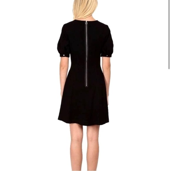 Marc by Marc Jacobs Irving Crepe Zip Front Mini Dress Black Puff Sleeve Sz 6 - Picture 3 of 15